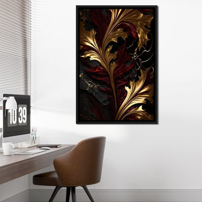 The Marble-Lux Collection: Dark Red & Vibrant Gold 04 Canvas Wall Art