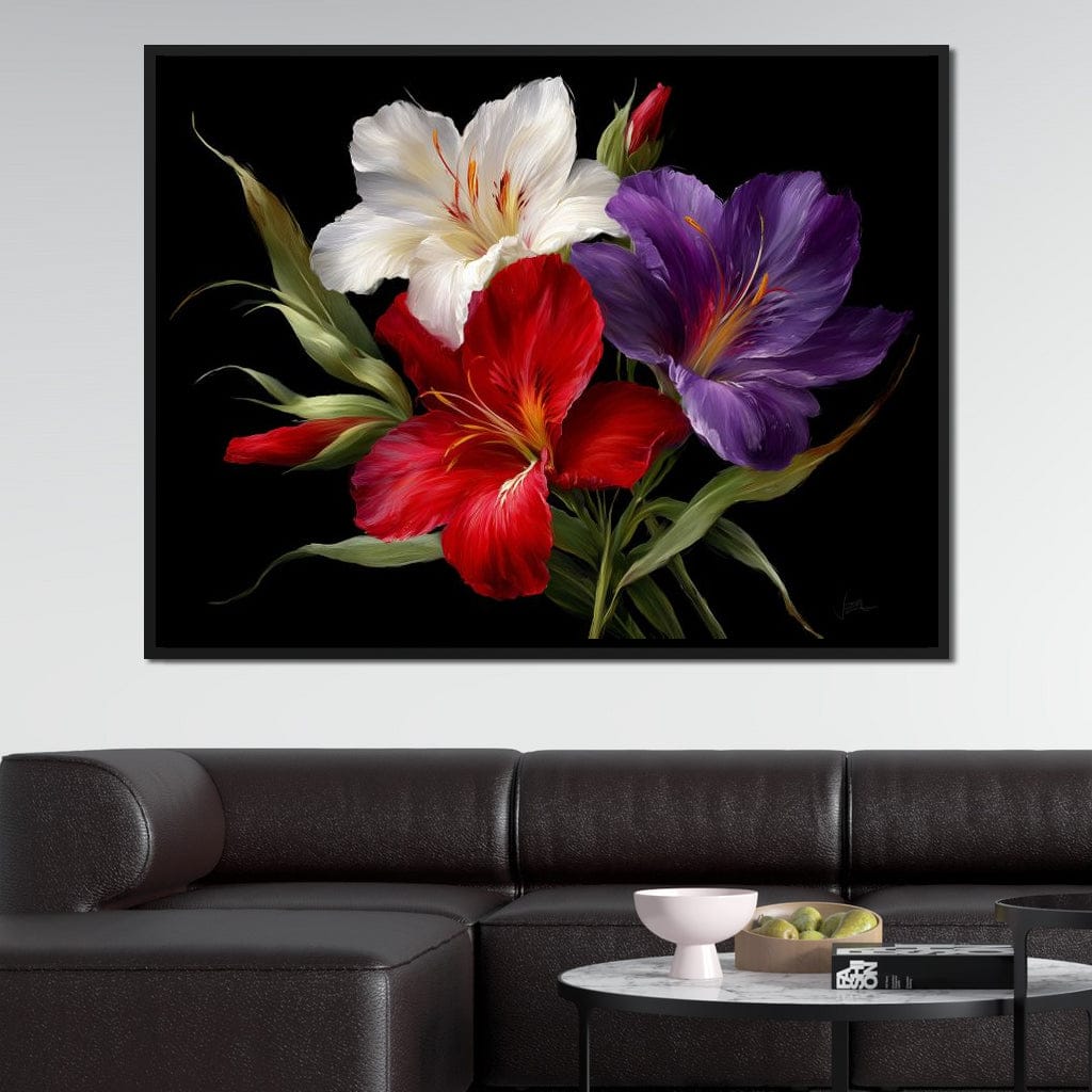 Gladiolus Garden Noir Bloom Canvas Wall Art