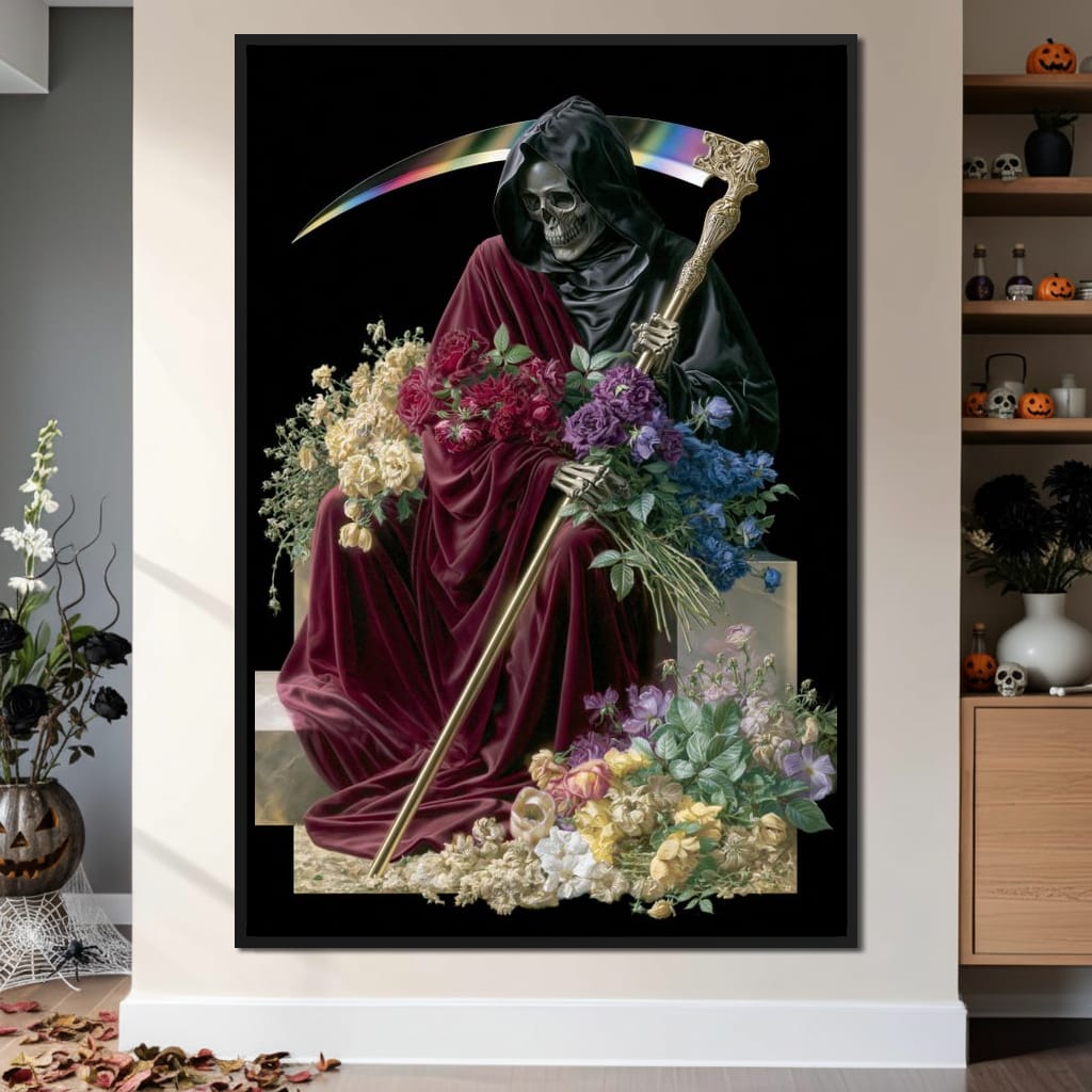 Death Rests With Fallen Petals Canvas Wall Art