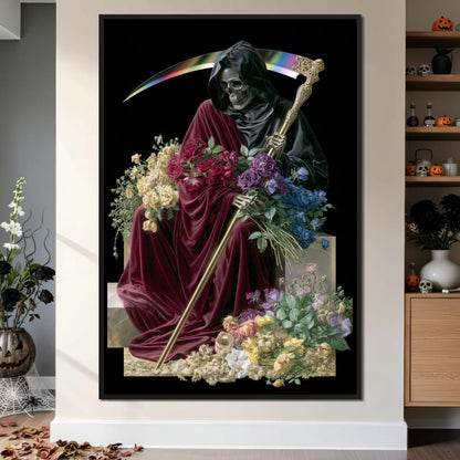 Death Rests With Fallen Petals Canvas Wall Art