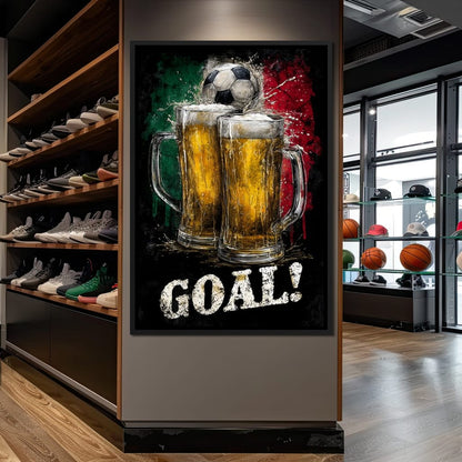 Italian Football Beer Goal Canvas Wall Art