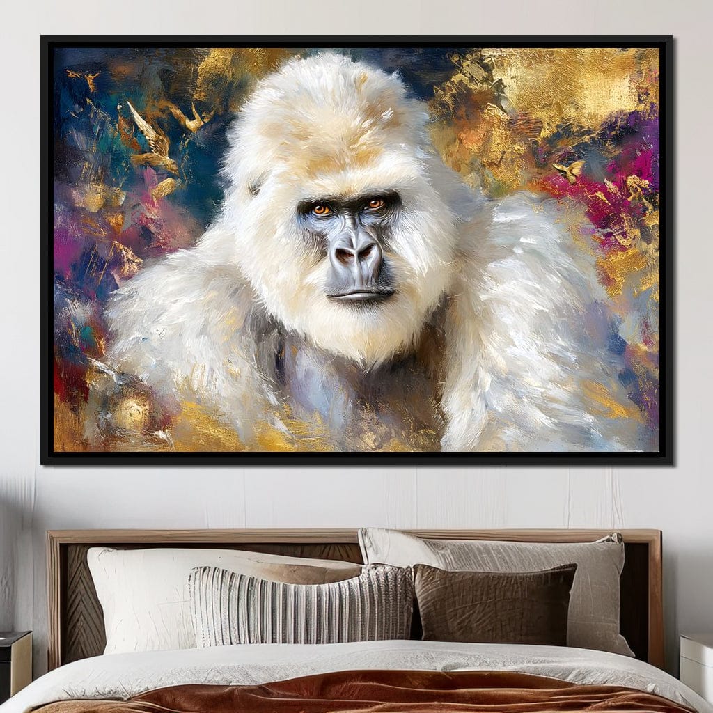 Majestic White Gorilla Portrait Canvas Wall Art