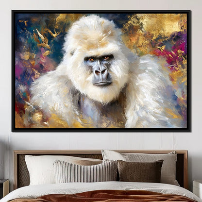 Majestic White Gorilla Portrait Canvas Wall Art