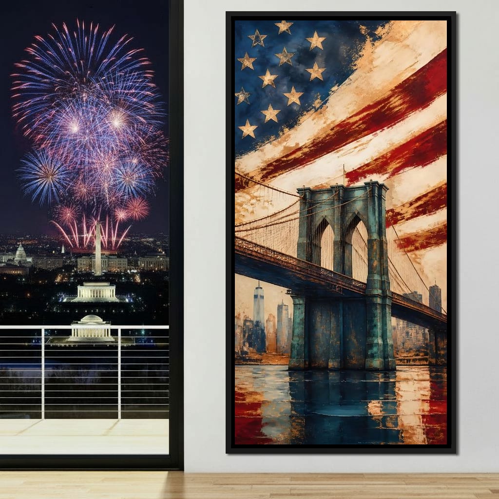 Iron Heritage Over The Harbor Canvas Wall Art