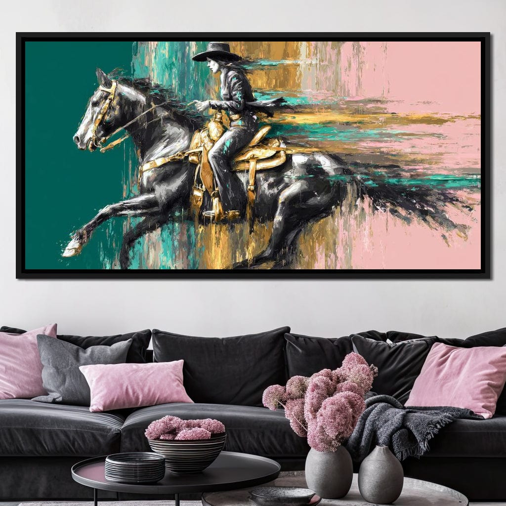 Golden Cowgirl Noir Star Canvas Wall Art