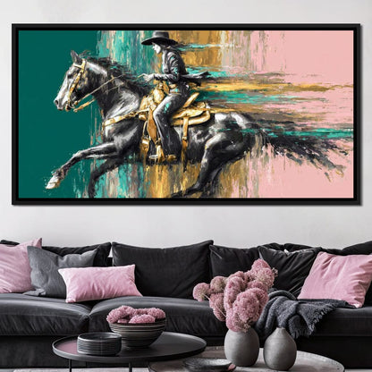 Golden Cowgirl Noir Star Canvas Wall Art