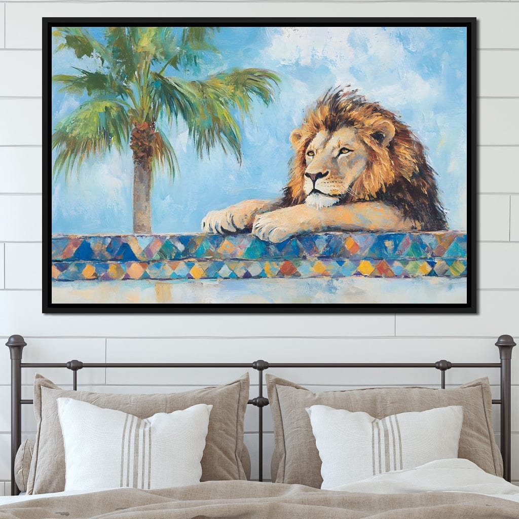 Lion Oasis Tranquility Canvas Wall Art