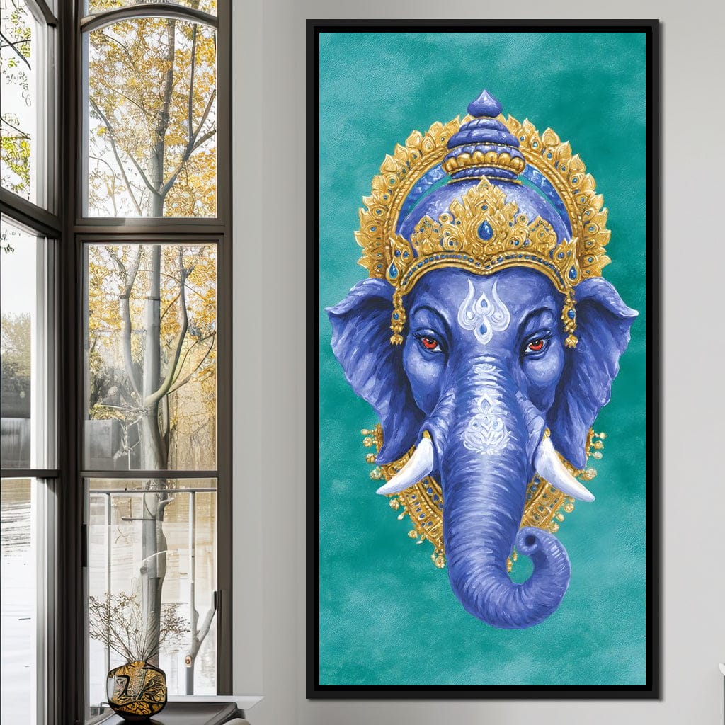 Royal Indigo Elephant Majesty Canvas Wall Art