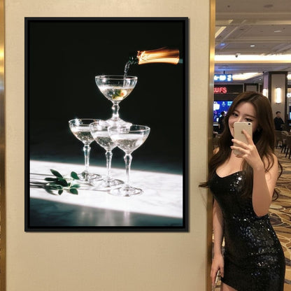 Champagne Cascade Celebration Canvas Wall Art