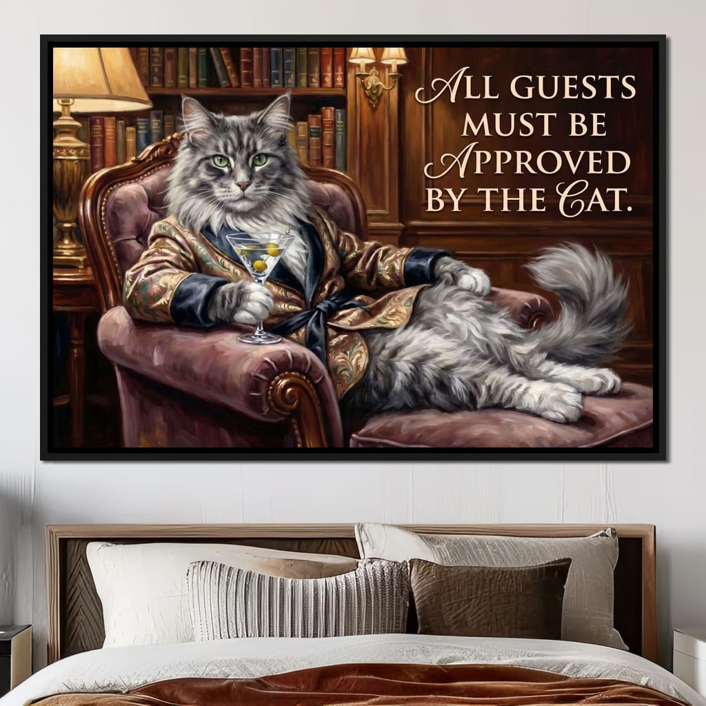 The Feline Gatekeeper Decides Canvas Wall Art
