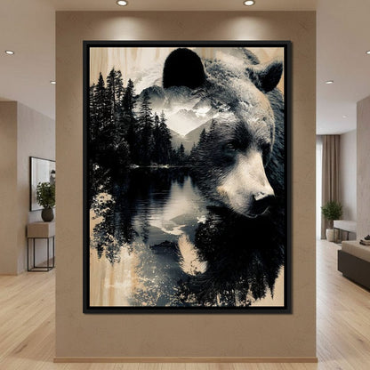 Wild Pines Bear Reflection Canvas Wall Art
