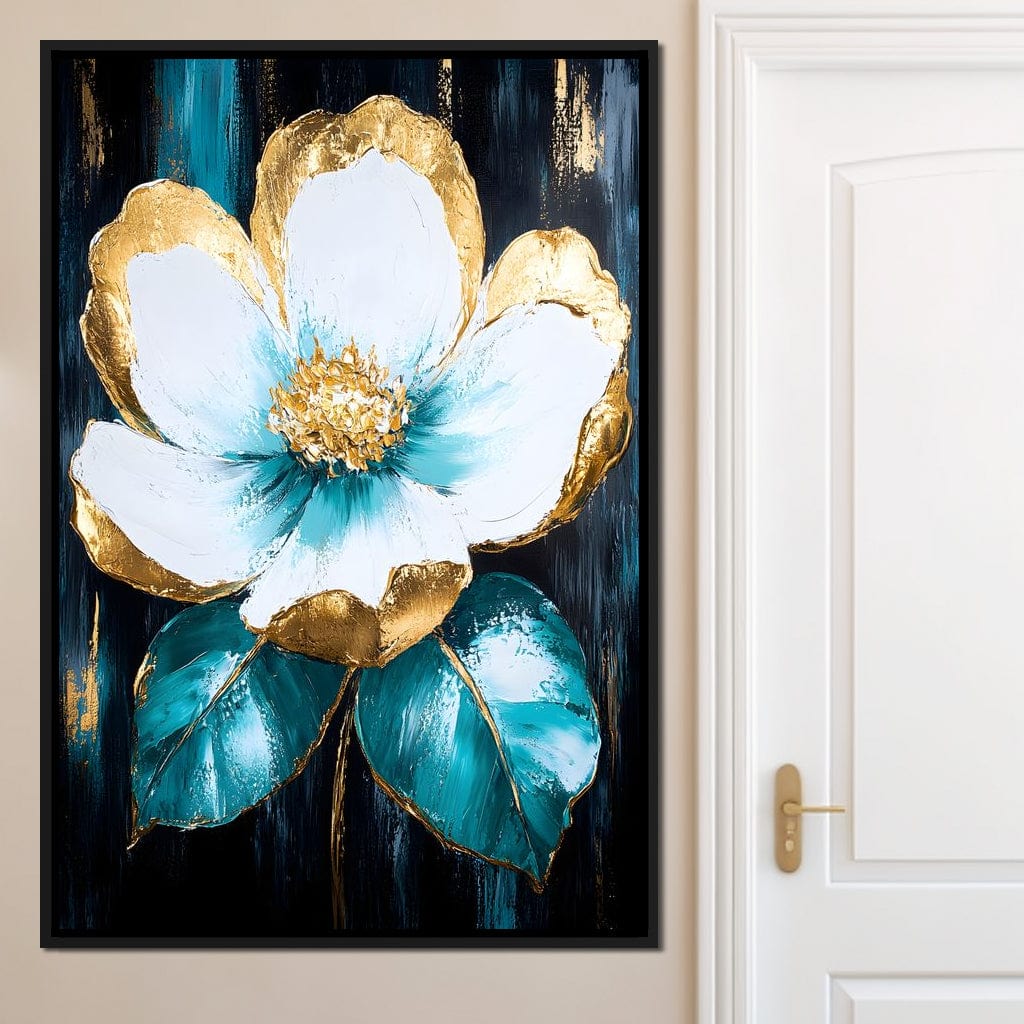 Golden Bloom Elegance Canvas Wall Art