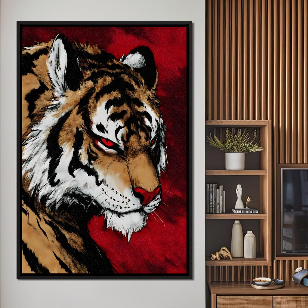 Fierce Tiger Blood Moon Roar Canvas Wall Art