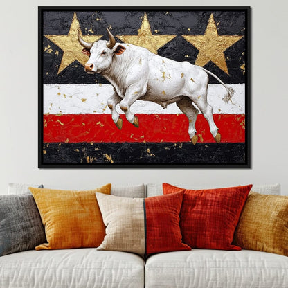 Bull Odyssey Across Stars Canvas Wall Art
