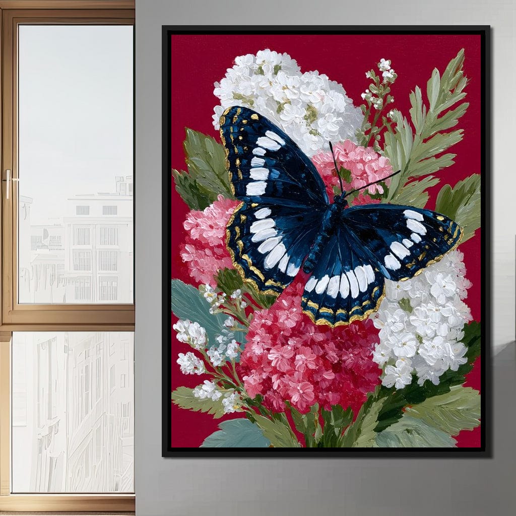 Midnight Butterfly Garden Bouquet Canvas Wall Art