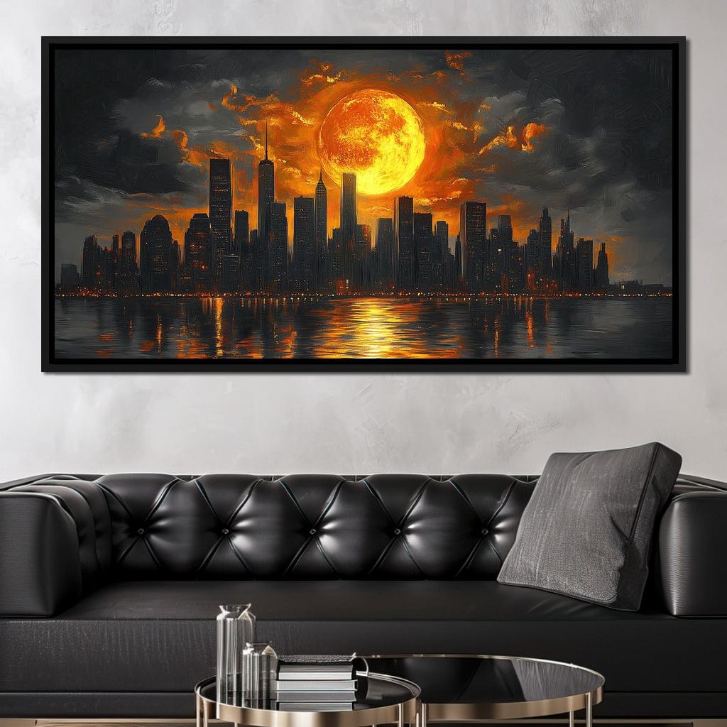 Golden Cityscape Nocturne Canvas Wall Art