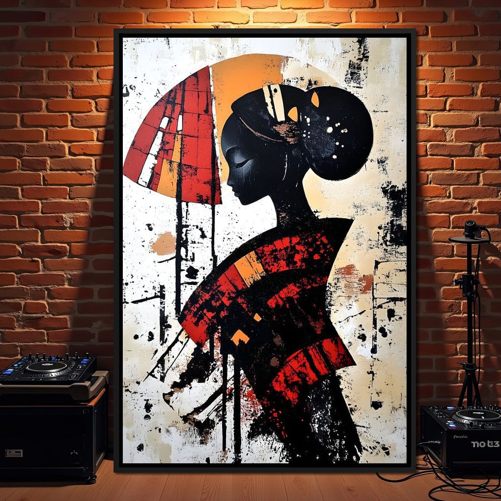Silhouette Harmony in Amber Tones Canvas Wall Art