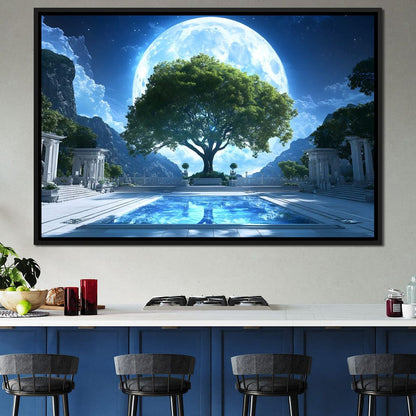 Lunar Reflection Sanctuary Canvas Wall Art