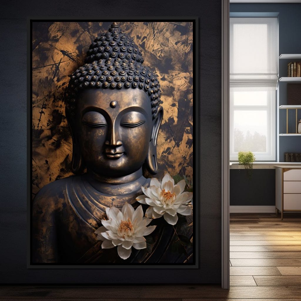 Buddha's Bronze Serenity Canvas Wall Art