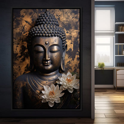 Buddha's Bronze Serenity Canvas Wall Art