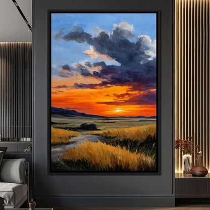 Golden Prairie Sunset Skystorm Canvas Wall Art