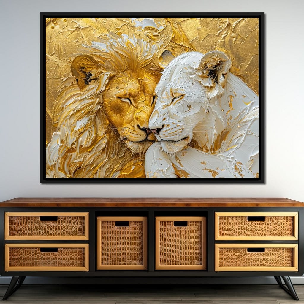 Golden Solitude and Ivory Peace Canvas Wall Art