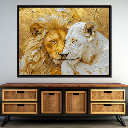 Golden Solitude and Ivory Peace Canvas Wall Art