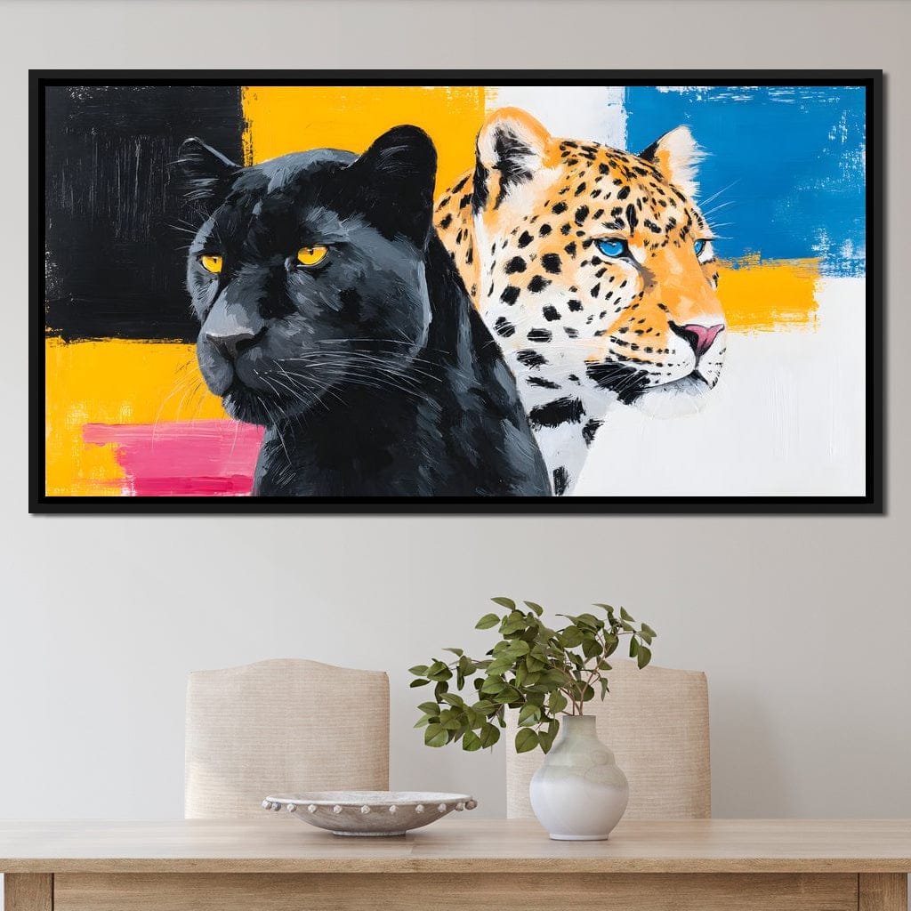 Dual Panther Leopard Portrait Canvas Wall Art