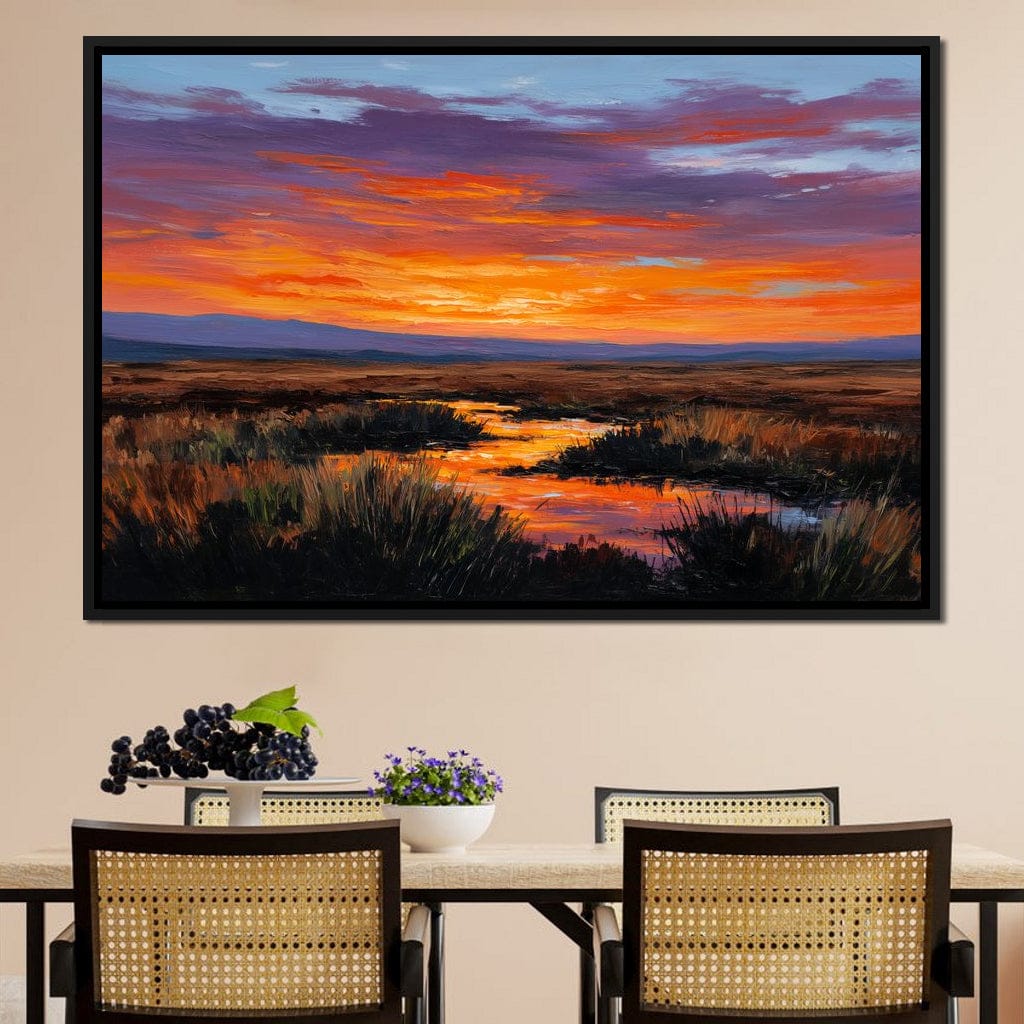 Sunset River Over Marshland Canvas Wall Art