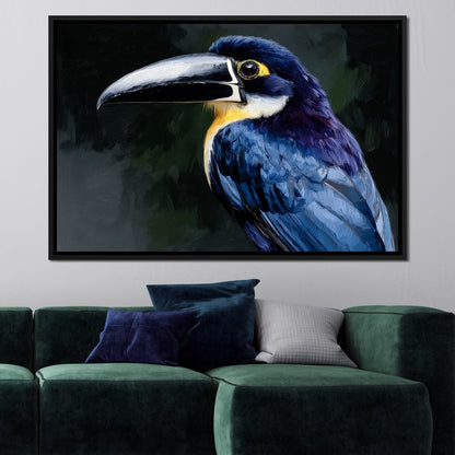 Electric Blue Toucan Portrait Canvas Wall Art