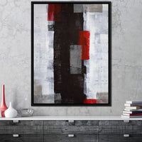 Grey & Red Abstract Art Painting Canvas Wall Art
