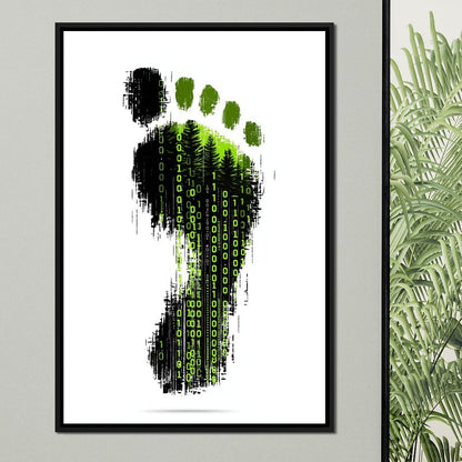 Digital Forest Footprint Code Canvas Wall Art
