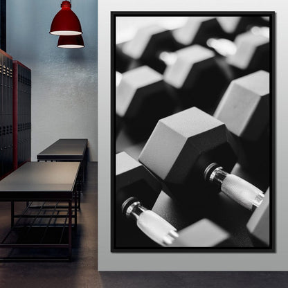 Monochrome Dumbbell Strength Canvas Wall Art
