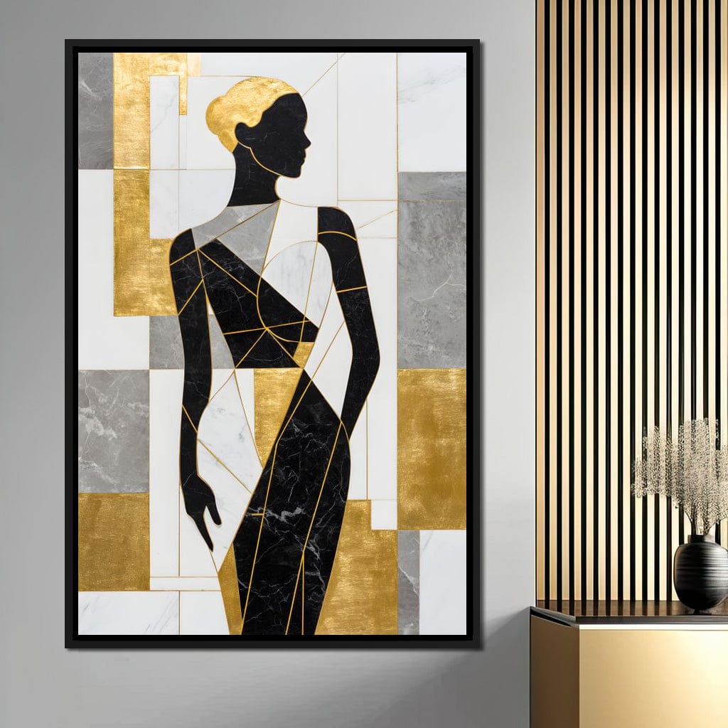 Golden Marble Muse Silhouette Canvas Wall Art