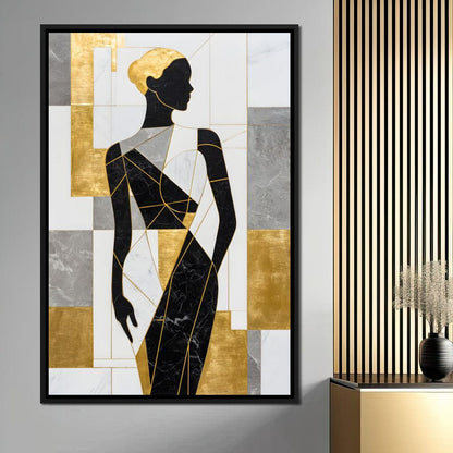 Golden Marble Muse Silhouette Canvas Wall Art