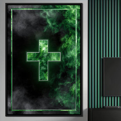 Emerald Smoke Cross Radiance Canvas Wall Art