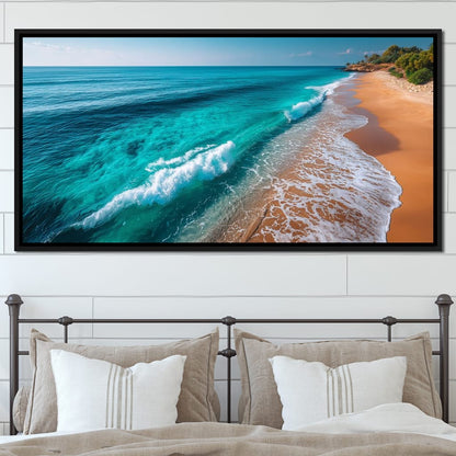 Tropical Coastline Wave Wash Canvas Wall Art