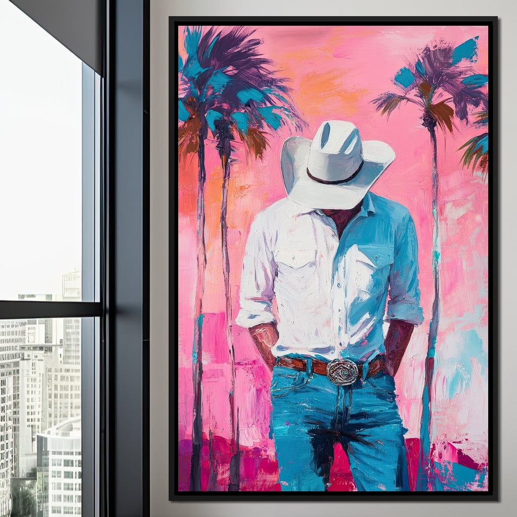 Cowboy Dreams Under Palms Canvas Wall Art