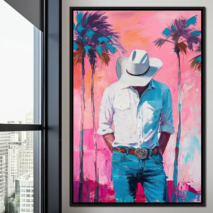 Cowboy Dreams Under Palms Canvas Wall Art