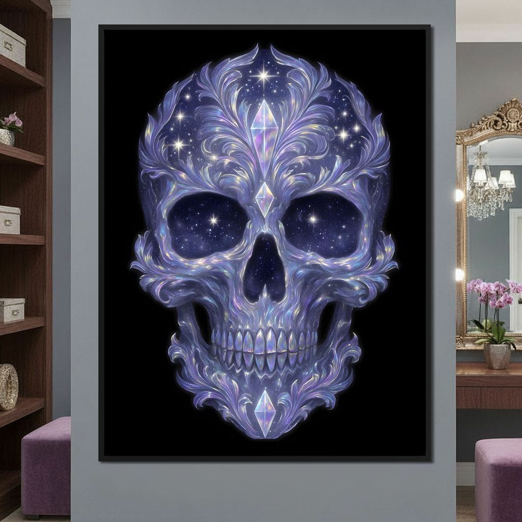 Galactic Crystal Skull Nebula Canvas Wall Art
