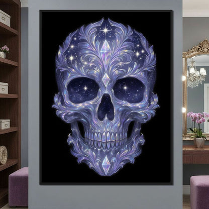 Galactic Crystal Skull Nebula Canvas Wall Art