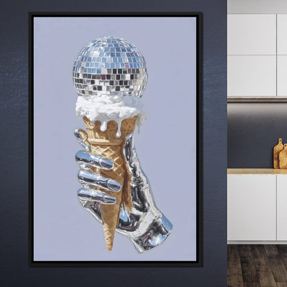 Chrome Hand Disco Ice Cream Dream Canvas Wall Art