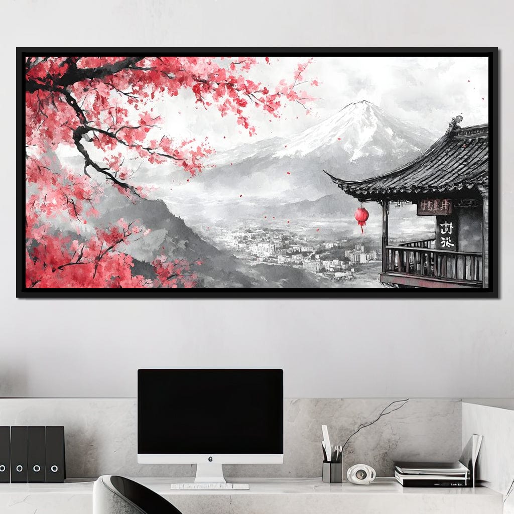 Cherry Blossom Landscape Canvas Wall Art