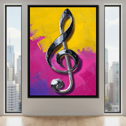 Electric Treble Clef Glow Canvas Wall Art