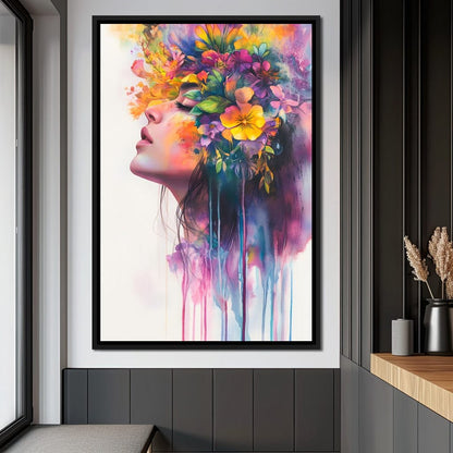 Floral Dreams Embrace Essence Canvas Wall Art