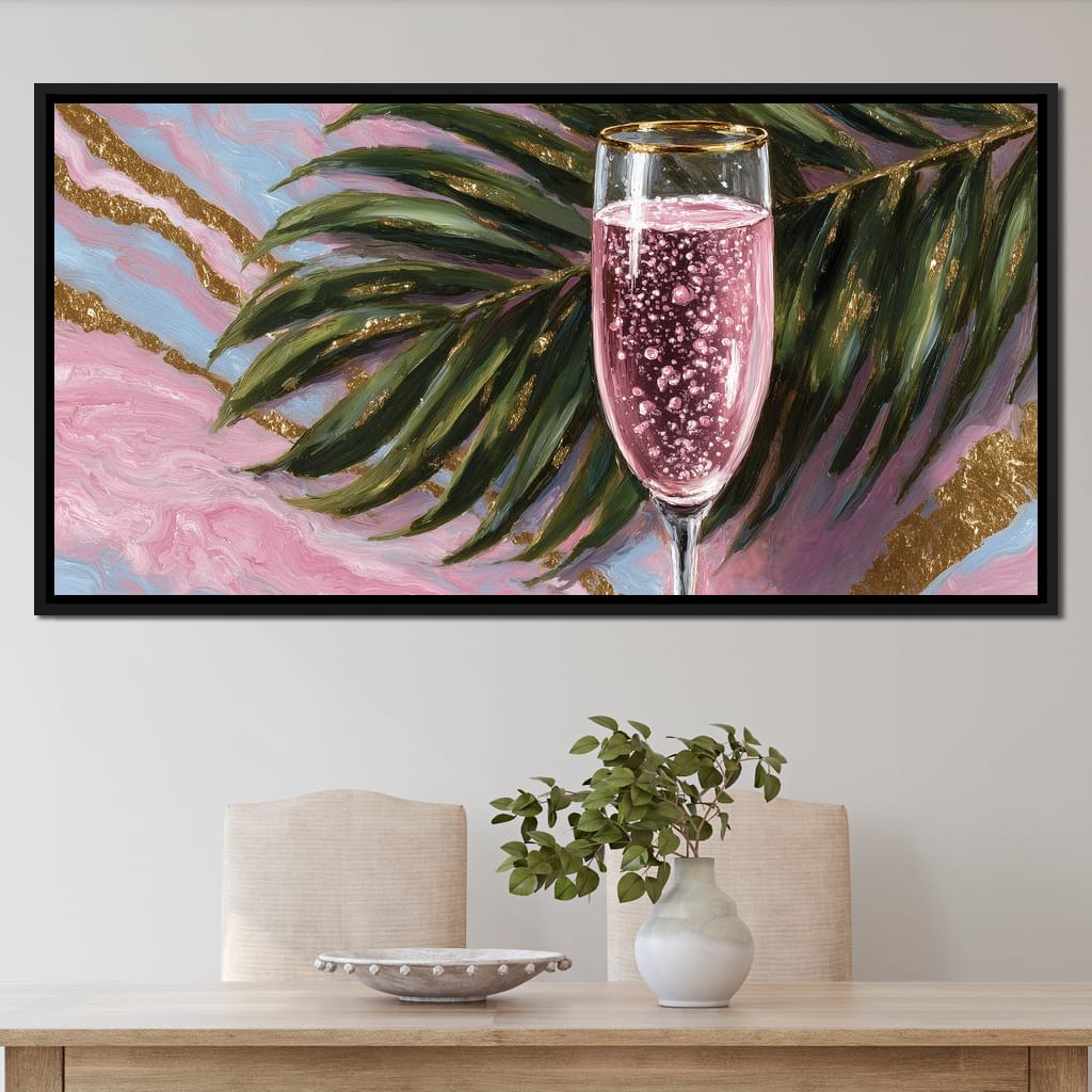 Pink Champagne Palm Luxe Canvas Wall Art