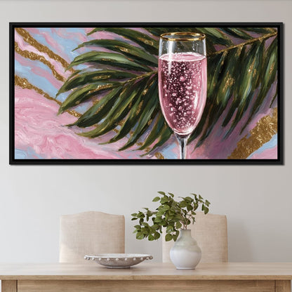 Pink Champagne Palm Luxe Canvas Wall Art