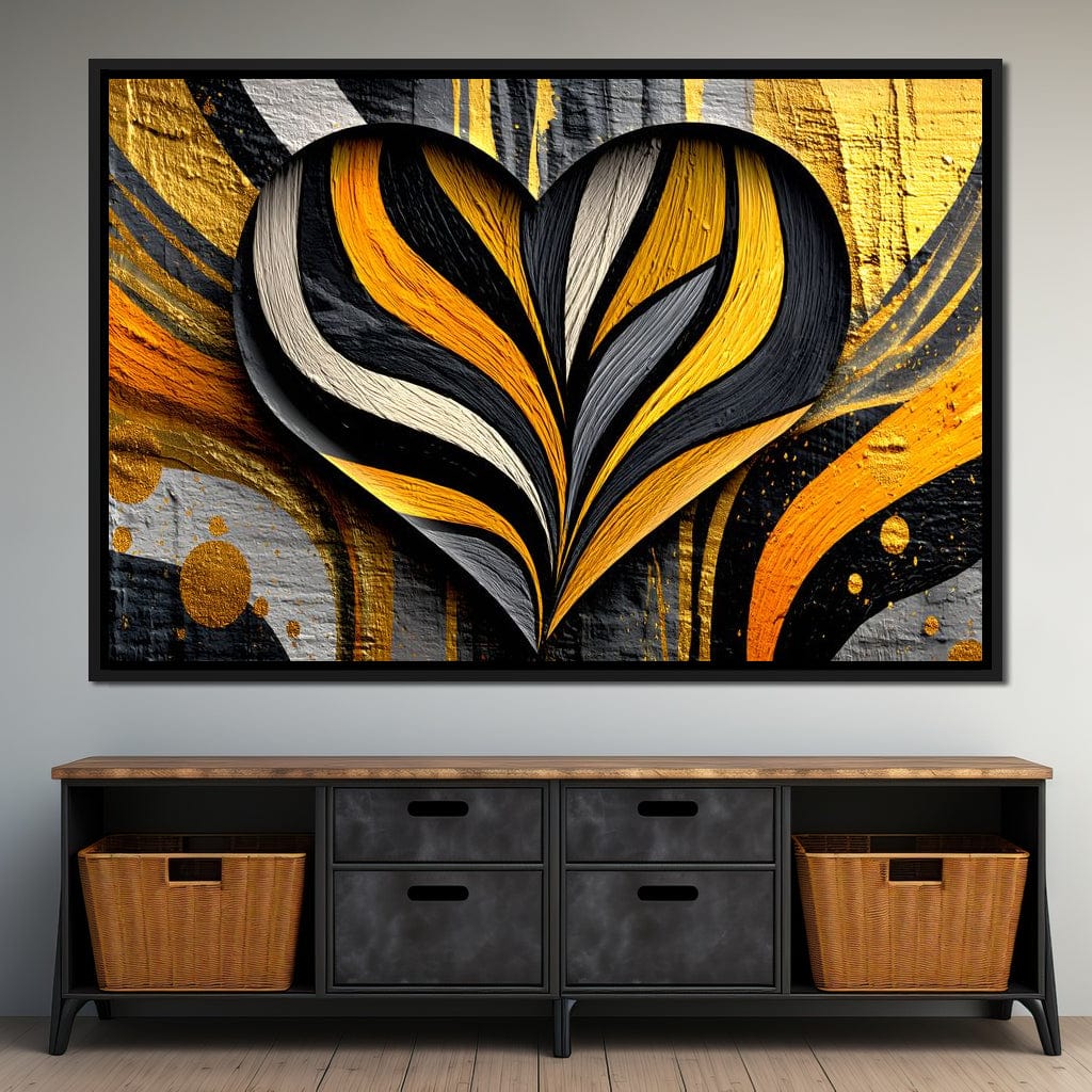 Golden Heartbeat Essence Canvas Wall Art