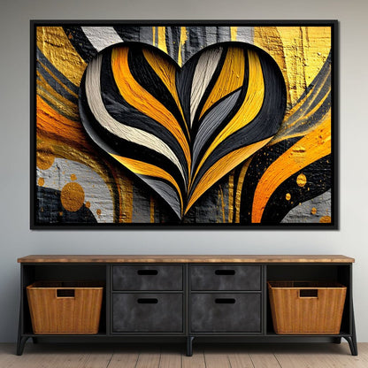 Golden Heartbeat Essence Canvas Wall Art