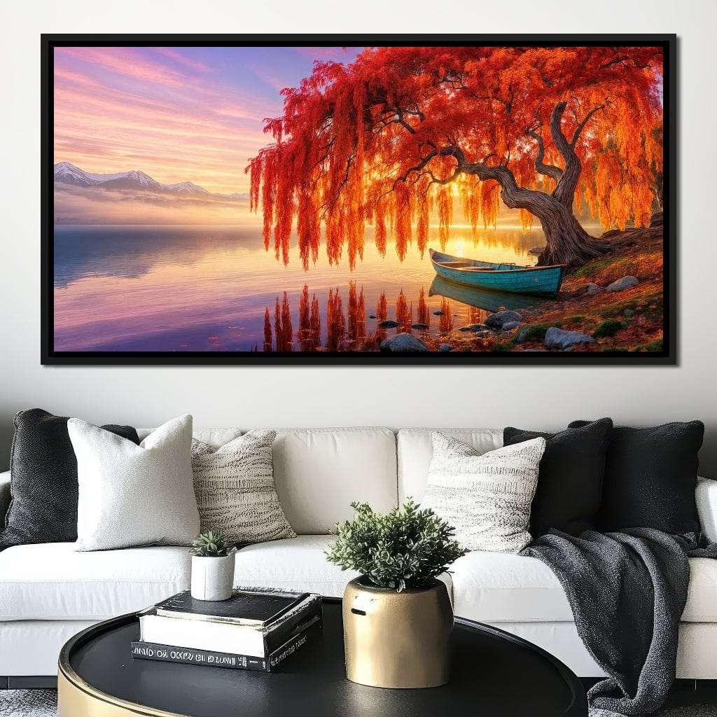 Whispers of the Crimson Willow Canvas Wall Art